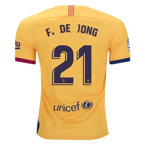 Camiseta Barcelona NO.21 De Jong Replica Segunda Ropa 2019/20 Amarillo